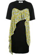 Msgm Ruffled Layered T-shirt Dress, Women's, Size: Medium, Black, Cotton