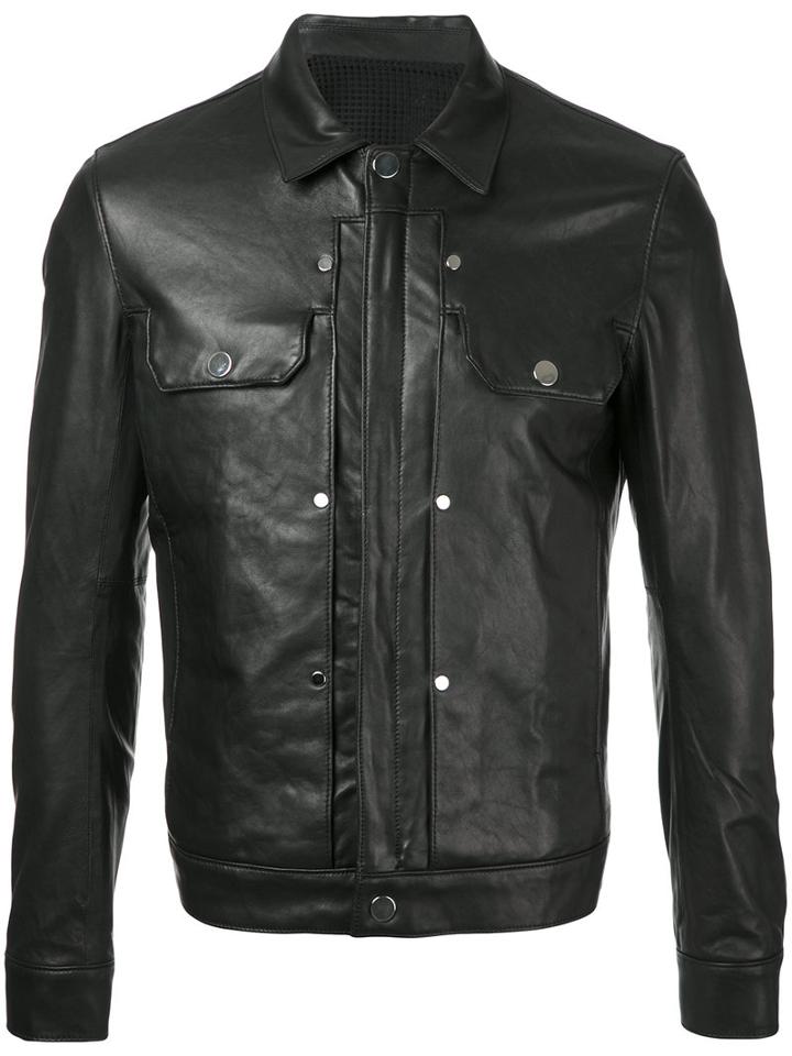 Estnation - Collar Pocket Jacket - Men - Lamb Skin/polyester - M, Black, Lamb Skin/polyester