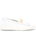 Giuseppe Zanotti Design Fringed Slip-on Sneakers, Men's, Size: 43.5, White, Leather/rubber/metal Other