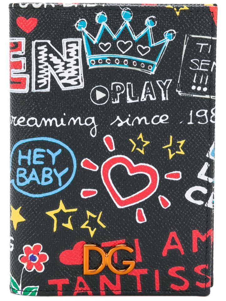Dolce & Gabbana Mural Print Billfold Wallet - Black