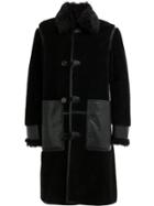 Stella Mccartney Faux Fur Trimmed Leather Patch Coat - Black