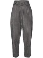 Palmer / Harding Striped Tapered Trousers - Black
