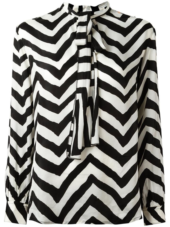 Diesel Chevron Pussy-bow Blouse, Women's, Size: Xs, Black, Viscose