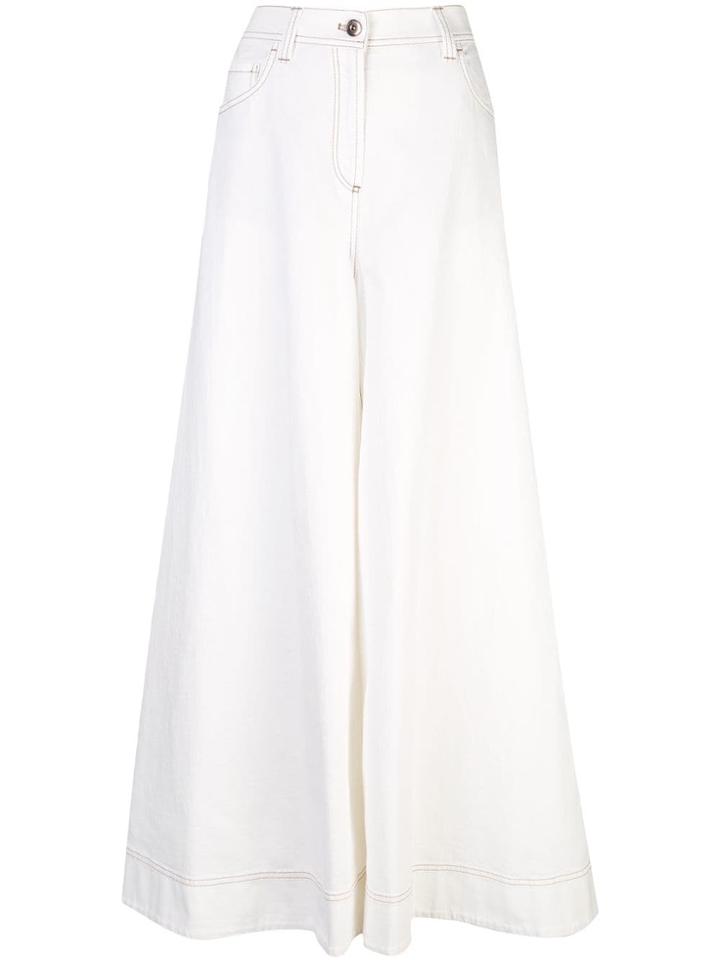 Brunello Cucinelli Wide Leg Denim Jeans - White