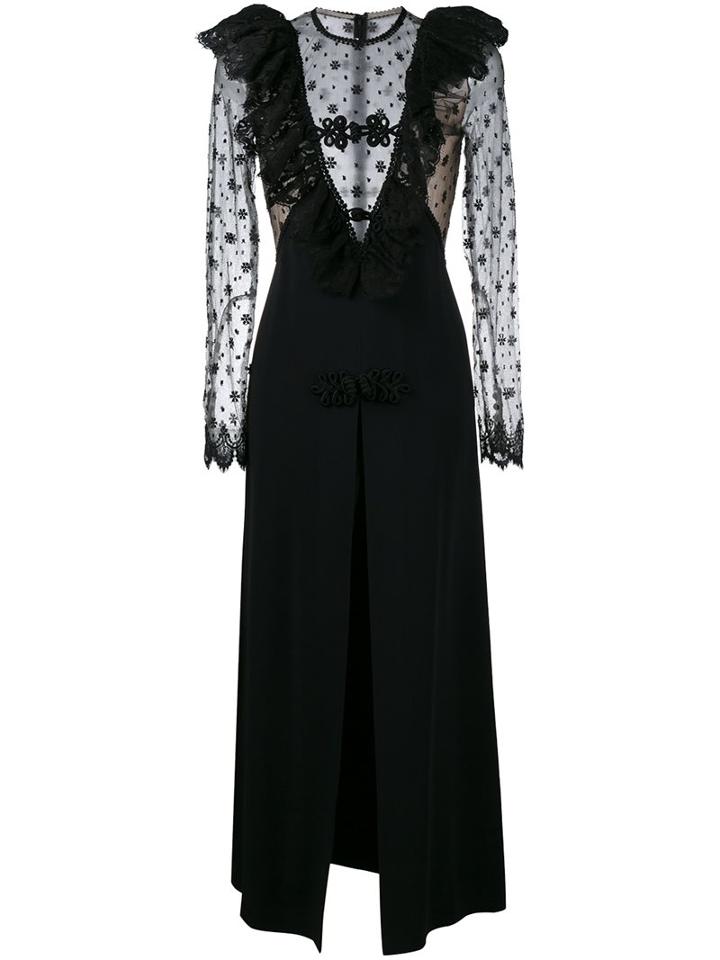 Alessandra Rich Lace Panel Evening Dress, Women's, Size: 42, Black, Viscose/polyamide/silk