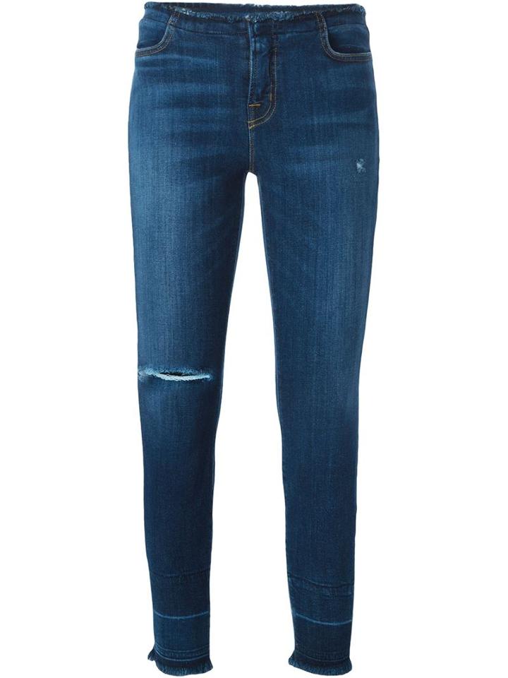 J Brand Capri Distressed Jeans, Women's, Size: 28, Blue, Cotton/spandex/elastane/lyocell