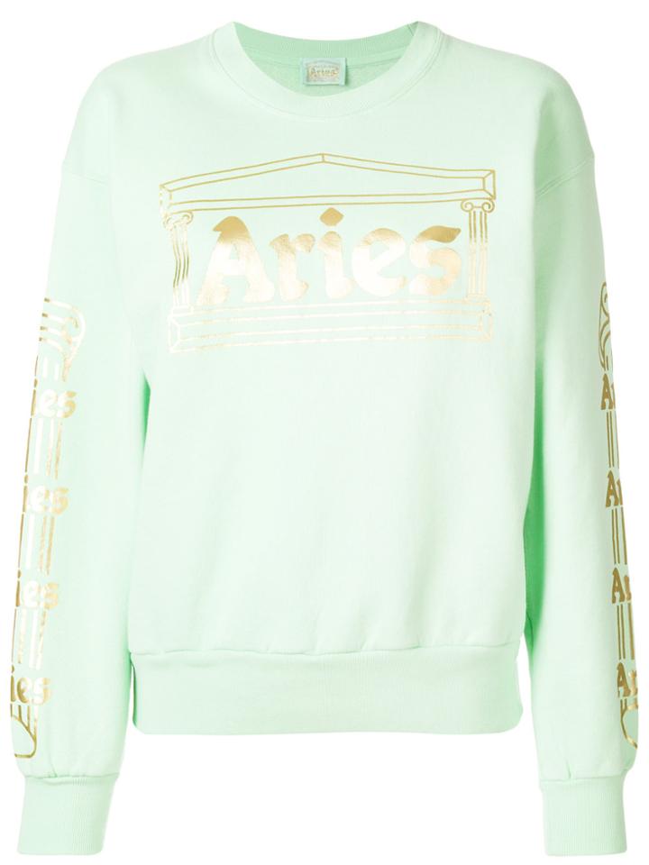Aries Logo Print Sweatshirt - Green