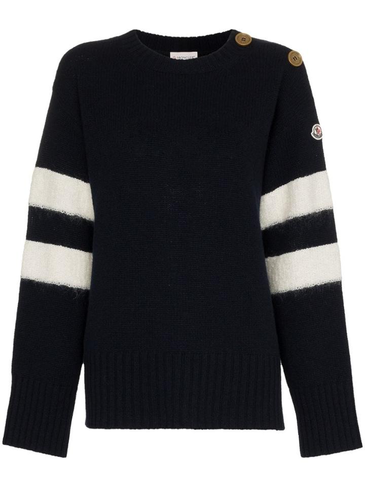 Moncler Button Embellished Knitted Jumper - Blue