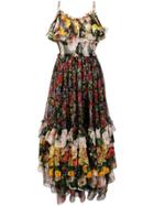 Dolce & Gabbana Flower Mesh Print Dress - Black