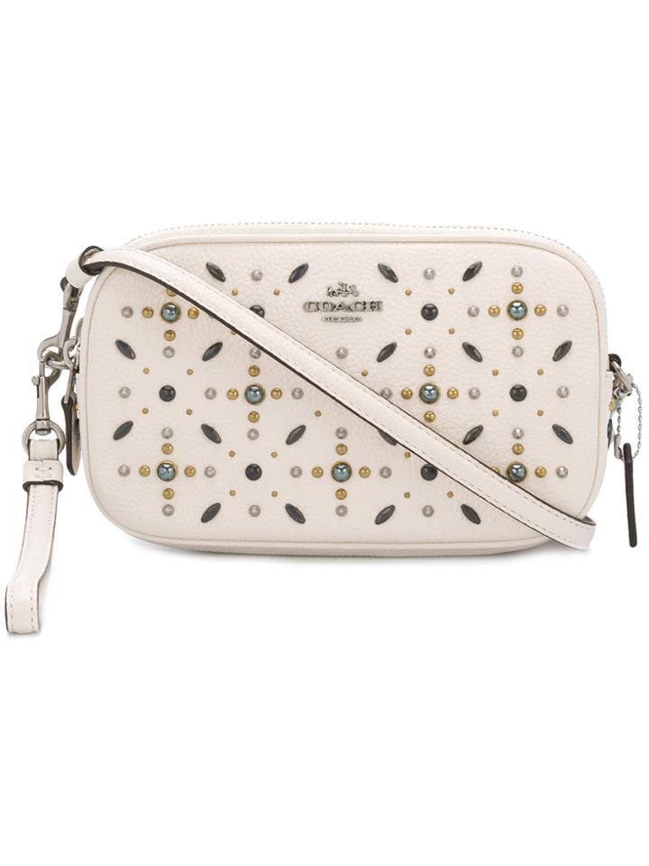 Coach Embellished Crossbody Clutch - White