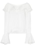 By Timo Ruffle Trim V-neck Blouse - White