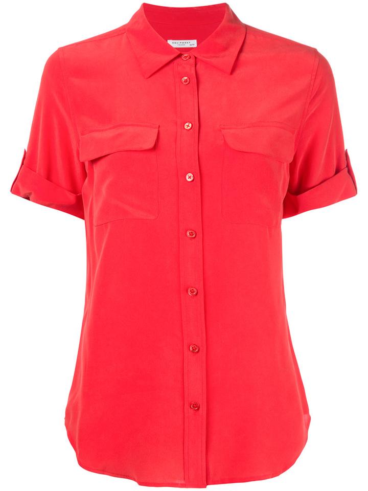 Equipment Plain Shirt, Women's, Size: Small, Red, Silk