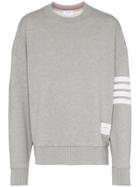 Thom Browne Stripe Sleeve Cotton Sweatshirt - Grey