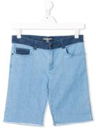 Bonpoint Teen Two-tone Denim Shorts - Blue