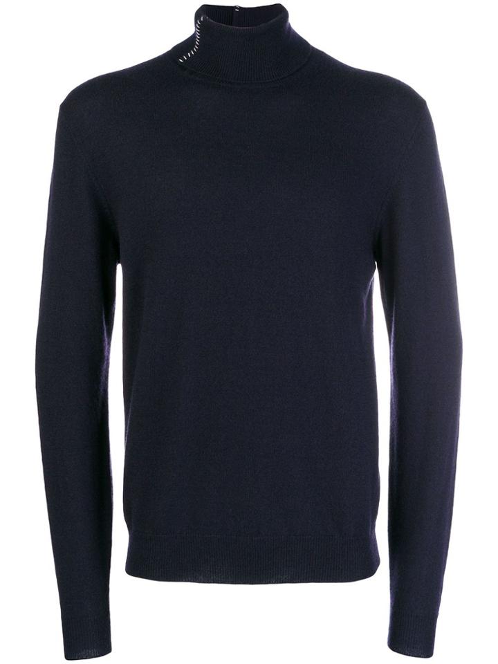 Mauro Grifoni Stitch Detail Polo Neck - Blue