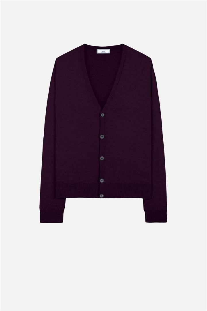 Ami Alexandre Mattiussi V-neck Cardigan, Men's, Size: Large, Pink/purple, Cashmere/wool