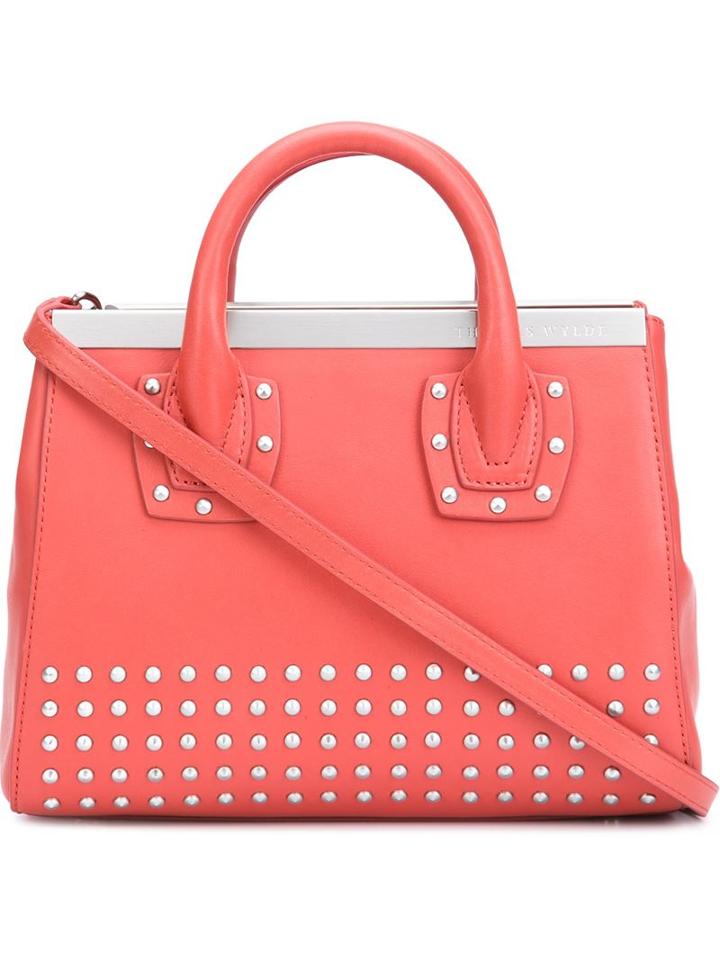 Thomas Wylde - Studded Tote - Women - Lamb Skin - One Size, Red, Lamb Skin