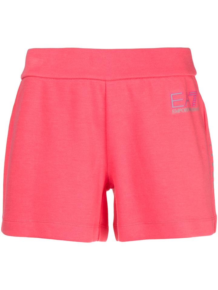 Ea7 Emporio Armani Logo Printed Shorts - Pink & Purple