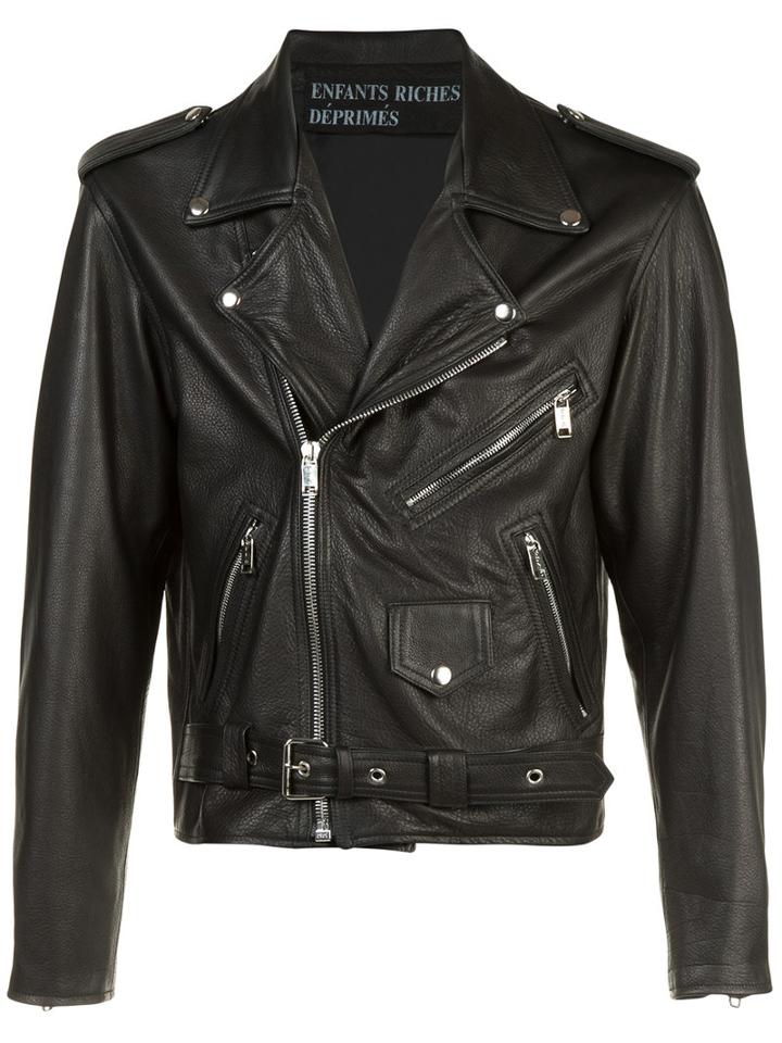 Enfants Riches Deprimes - Chest Back Print Jacket - Unisex - Silk/calf Leather - Xl, Black, Silk/calf Leather
