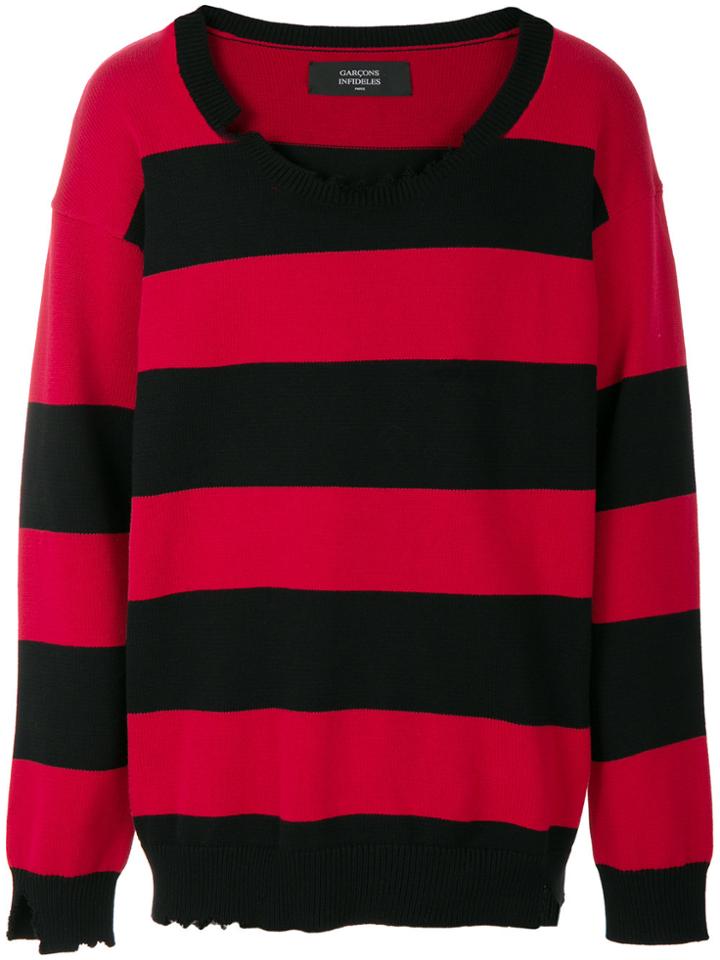 Garcons Infideles Oversized Striped Jumper - Black
