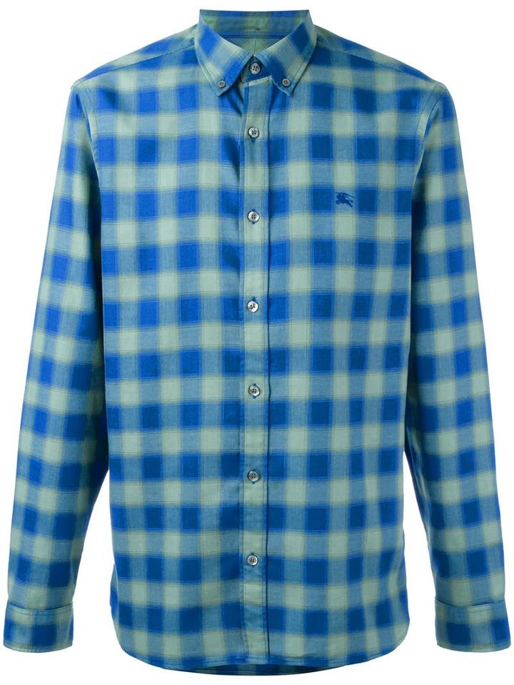 Burberry Checked Print Shirt, Men's, Size: Xl, Blue, Cotton