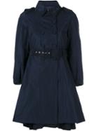 Moncler Flared Trench Coat, Women's, Size: Xxl, Blue, Polyamide/polyester