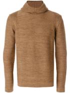 Roberto Collina High Neck Hooded Jumper - Brown
