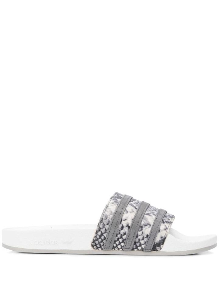 Adidas Snakeskin Effect Slides - Grey