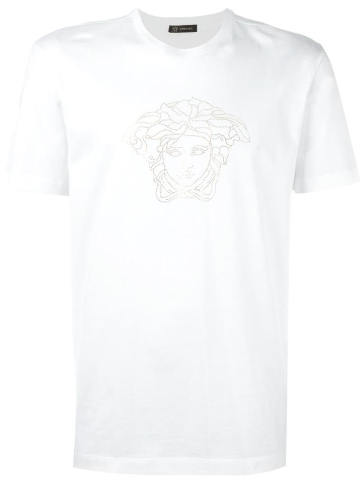 Versace Medusa Studded T-shirt, Men's, Size: Large, White, Cotton