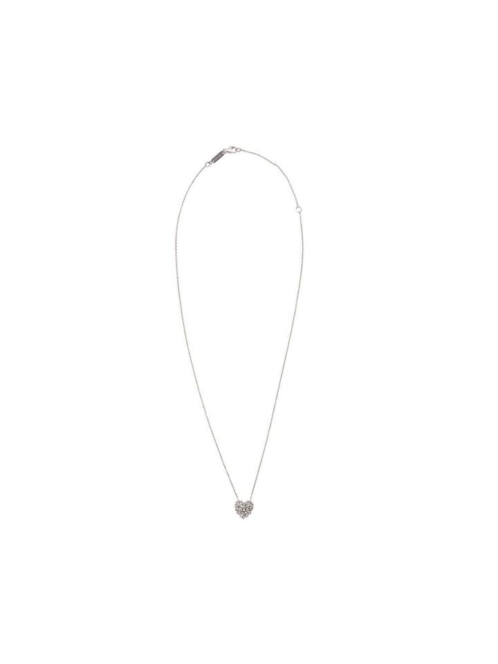 Suzanne Kalan 18kt White Gold Small Angel Diamond Heart Necklace -