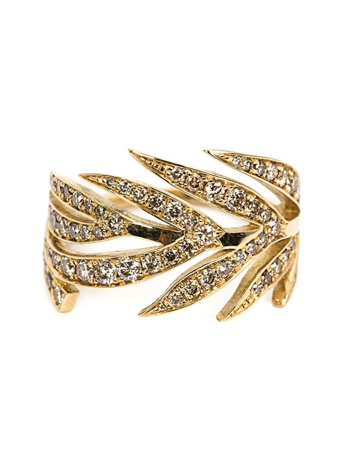 Marc Alary Diamond Leaf Ring - Metallic