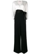 Dvf Diane Von Furstenberg Wrap Front Contrasting Jumpsuit - Black