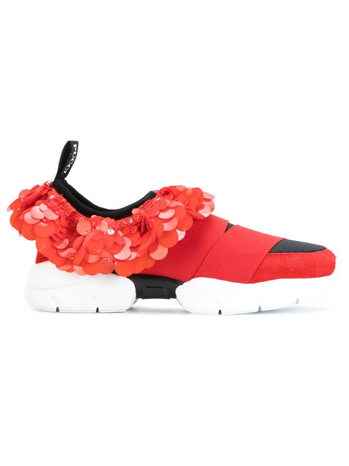 Emilio Pucci Sequin Slip-on Sneakers - Red