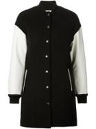 T By Alexander Wang Bomber-style Coat, Women's, Size: 10, Black, Leather/nylon/polyester/virgin Wool