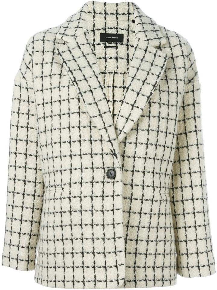 Isabel Marant 'mark' Buttoned Checked Jacket, Women's, Size: 40, Nude/neutrals, Cotton/virgin Wool/polyamide