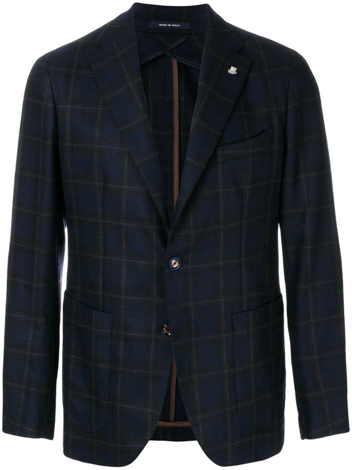 Tagliatore Long Sleeved Fitted Jacket - Blue