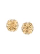 Chanel Pre-owned 1988 Interlocking Cc Earrings - Gold