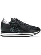Philippe Model Glitter-panelled Sneakers - Black