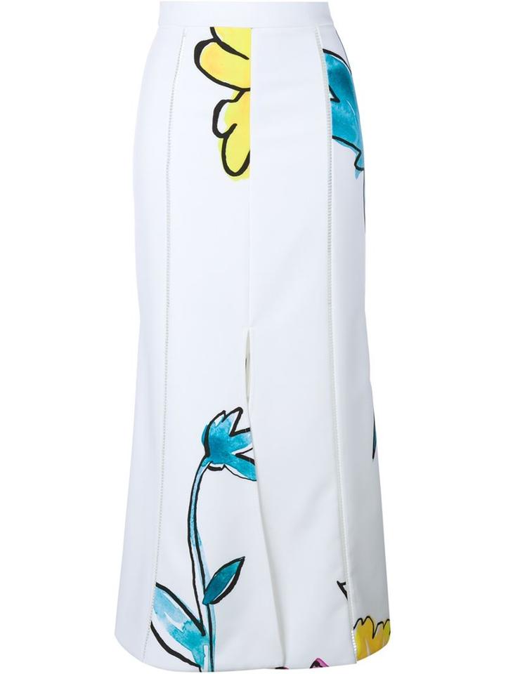 Adam Selman Pleated Floral Print Skirt