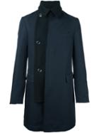Sacai Raw Edge Coat, Men's, Size: 4, Blue, Nylon/polyester/cupro/wool