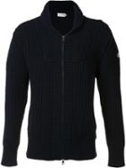 Moncler Ribbed Zip-up Cardigan, Men's, Size: Xl, Blue, Cashmere/wool