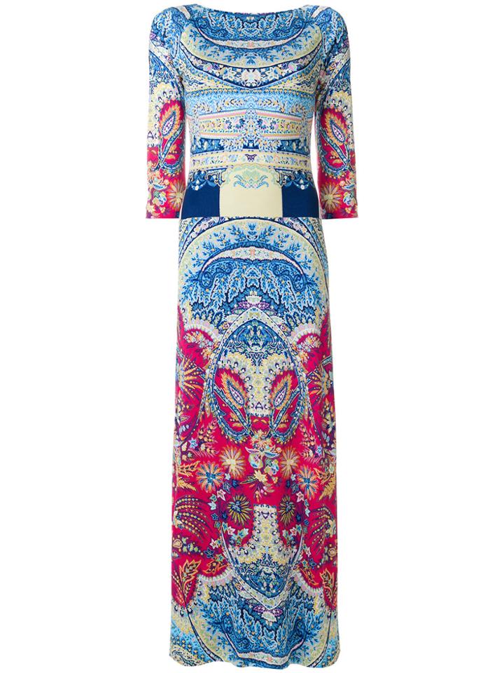 Etro Mixed Print Maxi Dress - Blue