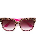 Dolce & Gabbana Leopard Print Sunglasses, Women's, Nude/neutrals, Acetate