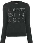 Saint Laurent French Slogan Intarsia Sweater - Black