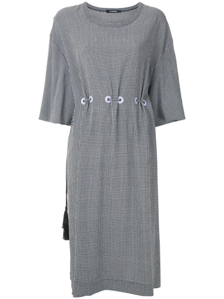 À La Garçonne Houndstooth Midi Dress - White