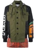 Moschino Runway Hybrid Hooded Jacket, Men's, Size: 48, Green, Cotton/polyamide/viscose/cotton