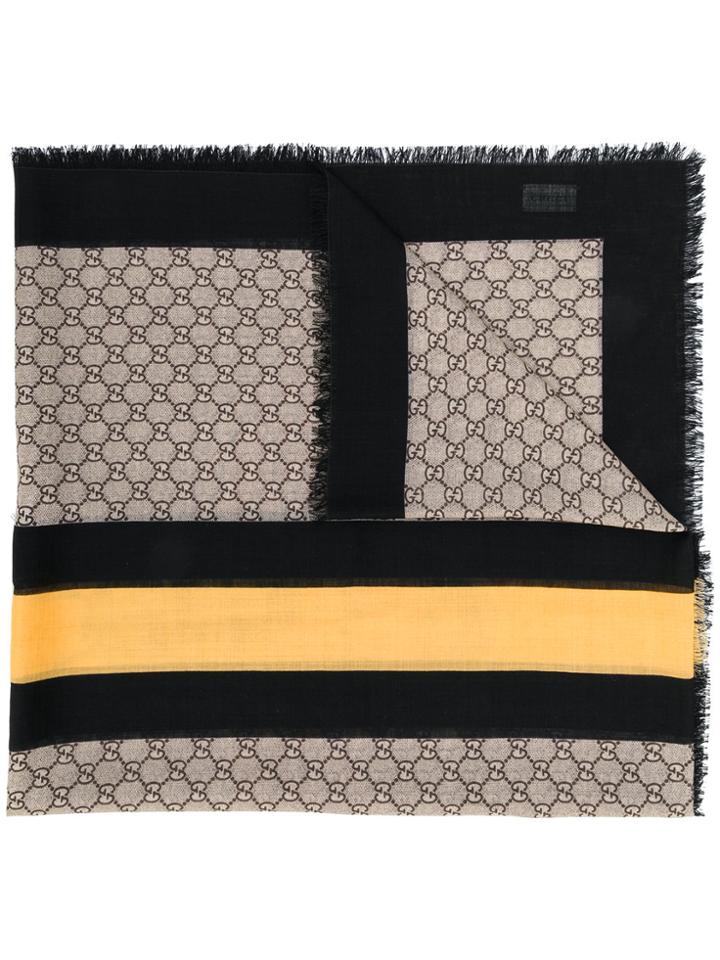 Gucci Bee Web Print Scarf - Black