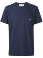 Maison Kitsuné Chest Pocket T-shirt, Men's, Size: Large, Blue, Cotton