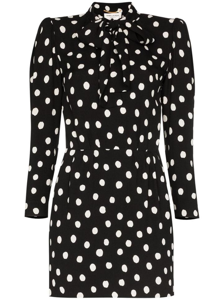 Saint Laurent Polka-dot Mini Dress - Black