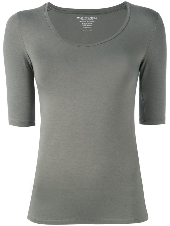 Majestic Filatures Scoop Neck T-shirt, Women's, Size: 1, Grey, Spandex/elastane/viscose